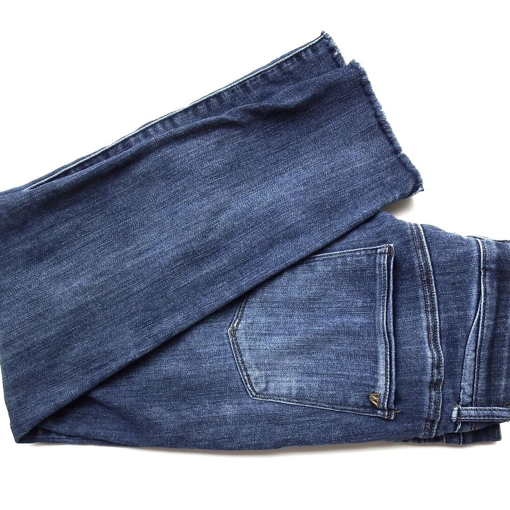 Wit & Wisdom Fray Hem Cropped Jeans Size 8 Inseam 26" Zip Front Back Pockets